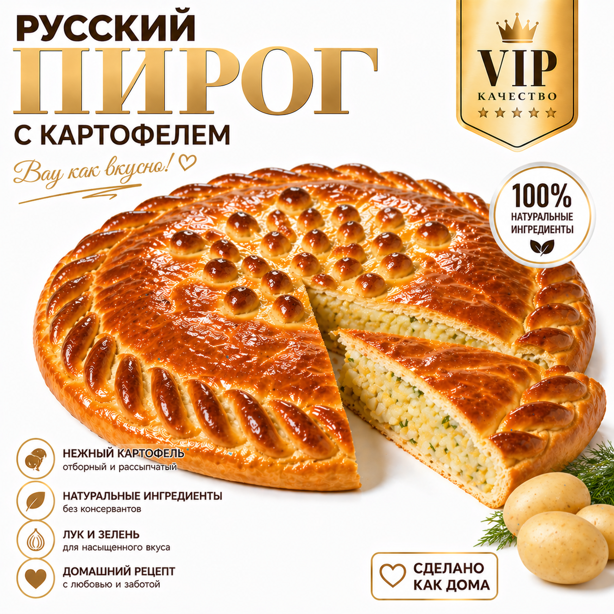 Русский пирог с картофелем
