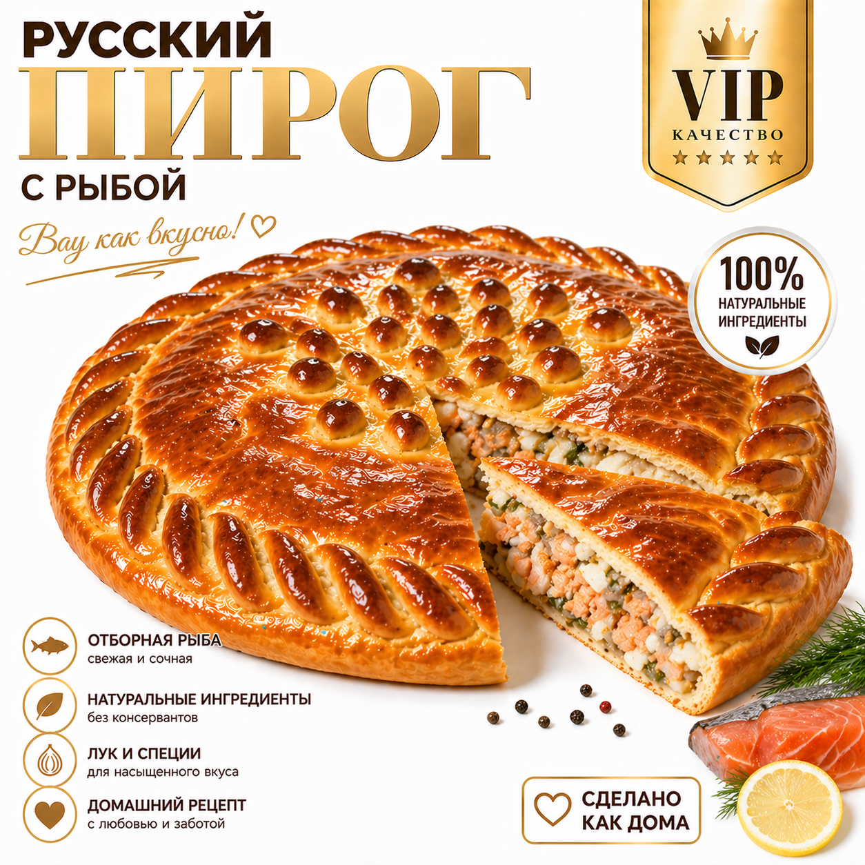 Русский пирог с рыбой