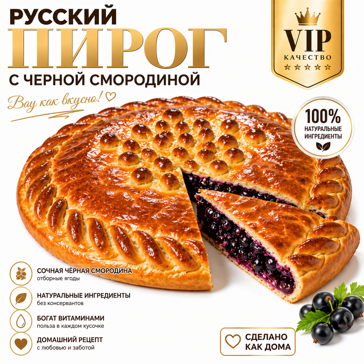 Русский пирог с черной смородиной