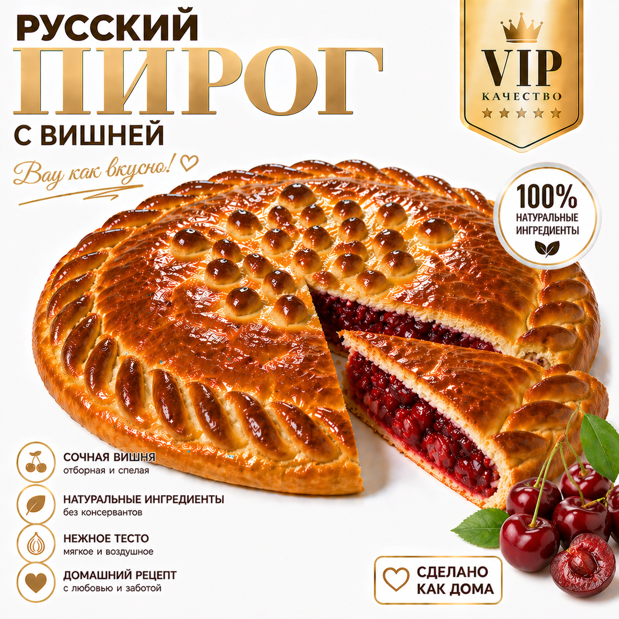 Русский пирог с вишней